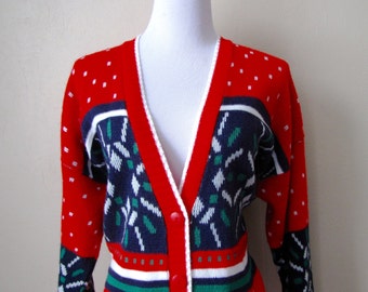 Vintage Christmas Cardigan 1980s
