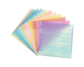 Iridescent Origami Paper | Set of 10 Rainbow Opal Shimmer Pearl Lustre Origami Paper Sheets | Beautiful Craft Folding Art Materials Supplies
