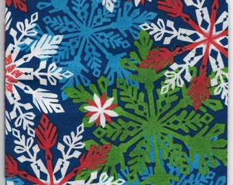 New Multi Color Snowflakes on Blue 100% cotton fabric by the Fat Quarter