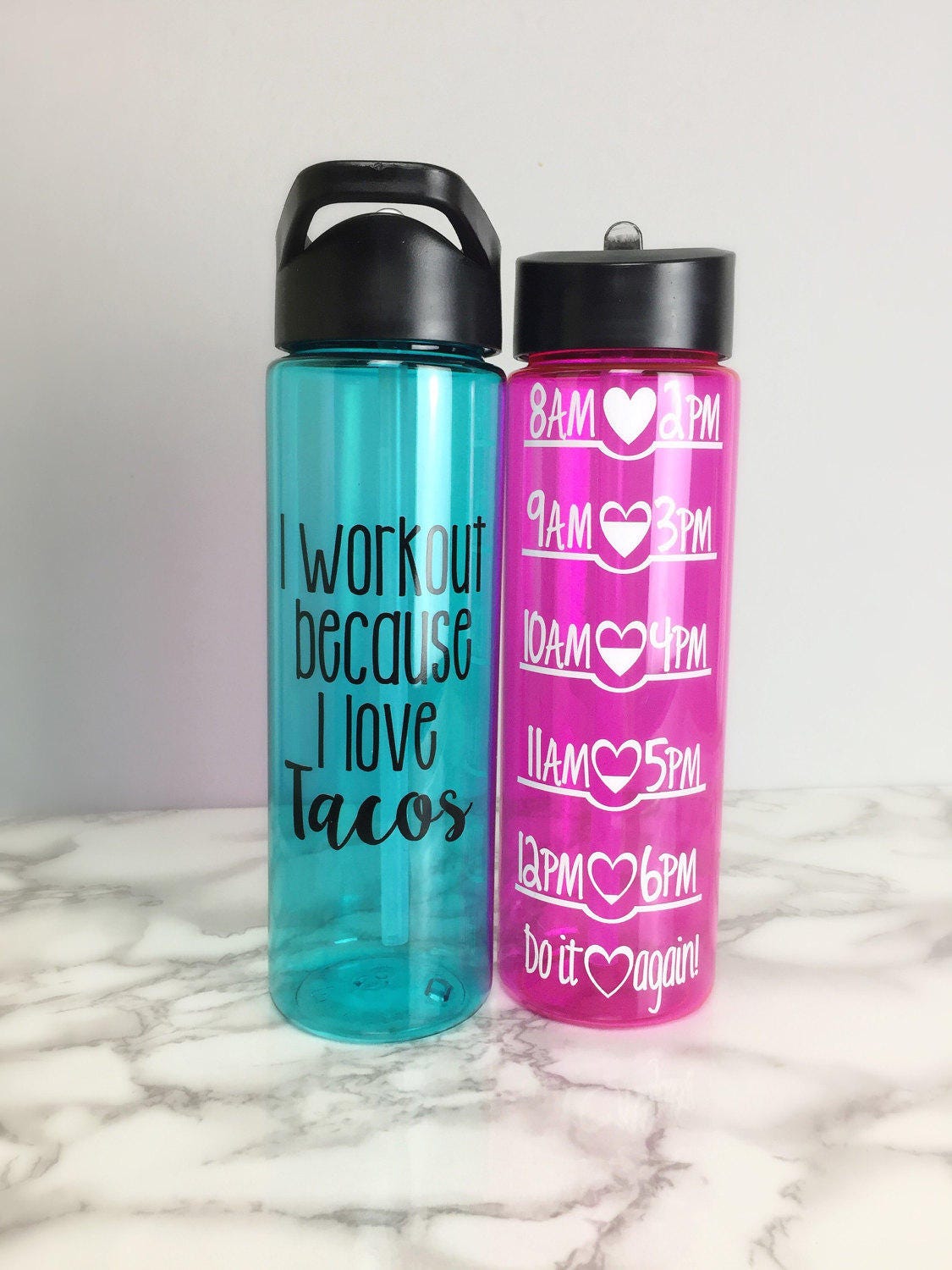 I workout because I love tacos water bottle workout gift