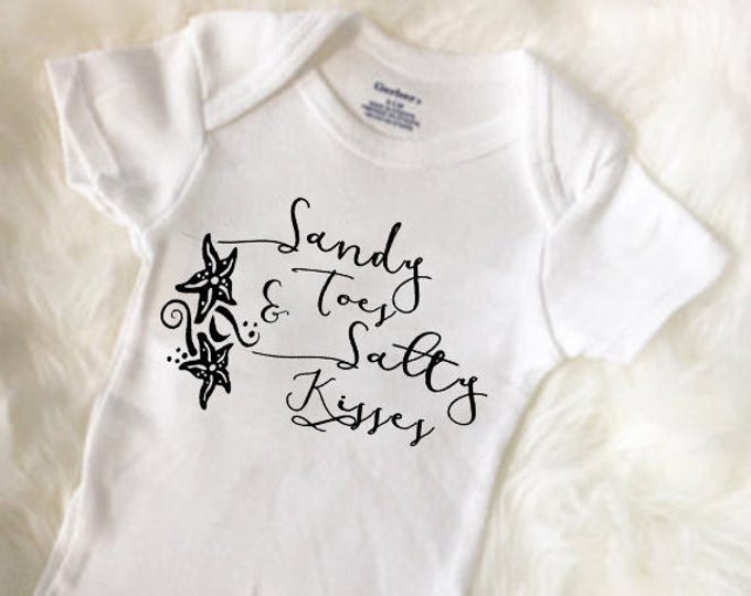 Sandy Toes and Salty Kisses Onesies®, Beach Bodysuit, Hawaii Baby, Surf Baby, Beach Baby, Surfer boy, Baby Shower Gift