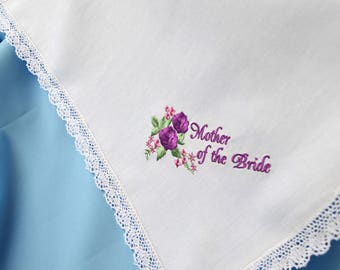 Mother of the bride handkerchief Wedding gift for mom from daughter gift for mother of the bride gift wedding handkerchief for mom hankies