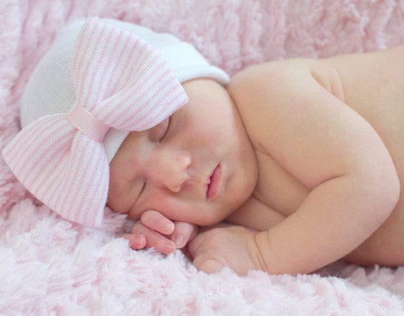  newborn  hat girl baby  hospital  hat bow girl by 