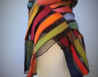 Muliticoloured nuno felt scarf