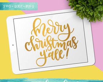 Merry Christmas Yall SVG Cutting Files / Christmas SVG Files Sayings / Holiday SVG for Cricut Silhouette / Winter Svg / Snowflake Svg
