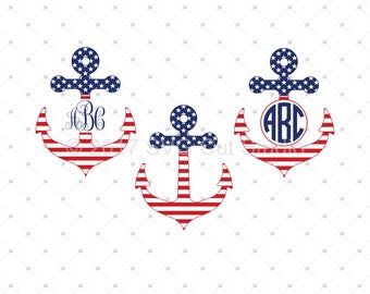 4th of July Anchor svg cut files, 4th of July svg, Independence day svg, cut files for Cricut, Cut files for Silhouette, svg files