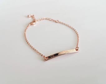 Rose Gold Bracelet, Bar Bracelet, ID Bracelet, Big Little Sorority, Sorority Bracelet, Christmas Gift, Bracelet for women, Name Bracelet
