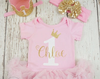 first birthday girl outfit, 1st birthday tutu outfit, pink tutu, princess birthday outfit, one year old girl birthday outfit tutu, crown