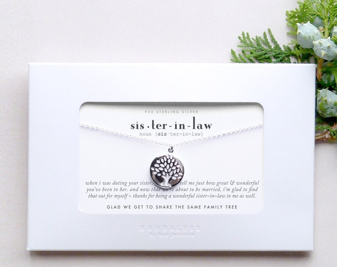 Sister In Law | Sister-in-Law Wedding Engagement Bride Thank You Gift From Groom to Sister of the Bride Future Family Tree of Life Necklace