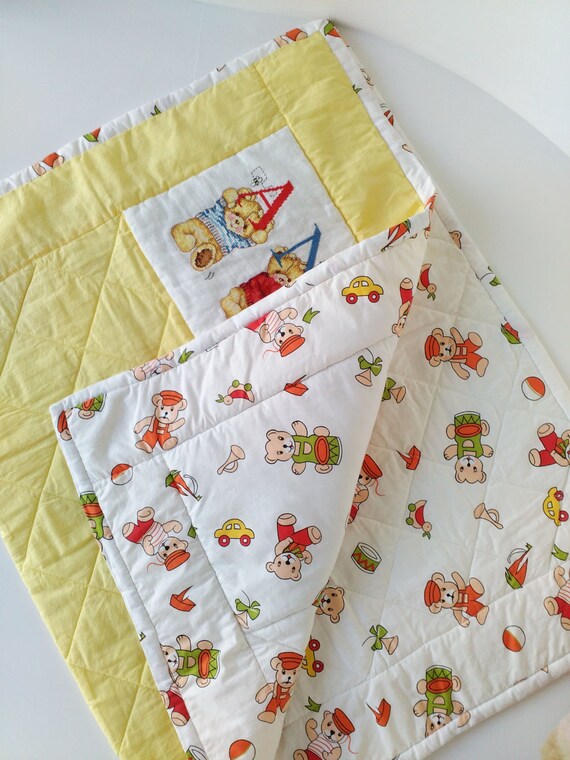 Baby quilt blanket Cross stitch baby blanket by TheLightCorner