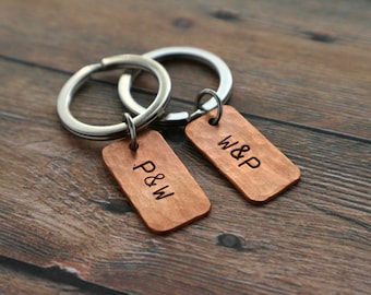 Couples Keychain Set Personalized Couples Gift boyfriend girlfriend Keychains Wedding Gift Love Keychain engagement gift Copper Valentine