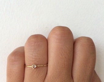 Rose Cut Diamond Ring, Rose Cut Diamond, Diamond Band, Wedding Band, Promise Ring, Stacking Ring, 14k Gold Band, Hammered Band,Free Shipping