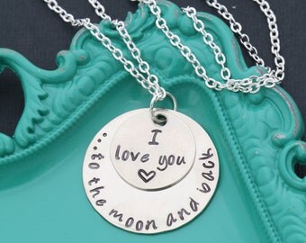 I Love You to the Moon and Back Necklace • Love Quote Necklace • Romantic Jewelry for Her • Jewelry Sayings • Daughter Gift •Friend Necklace