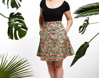 Handmade pomegranate skirt, fruity skirt, summer skirt