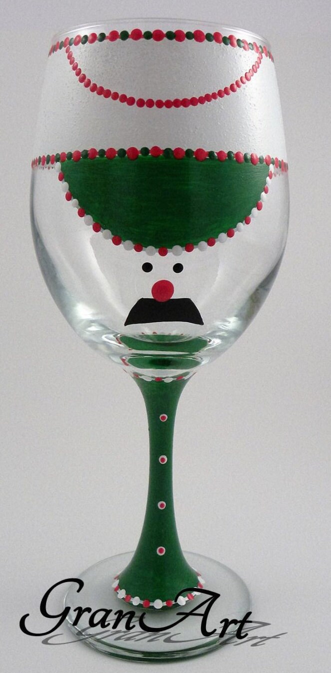 Nutcracker Wine Glass White & Green Toy Soldier Nutcracker