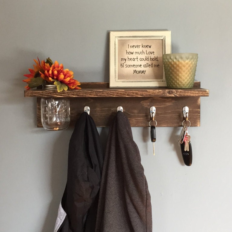 Key Holder Coat Rack wood shelf towel rack for him for