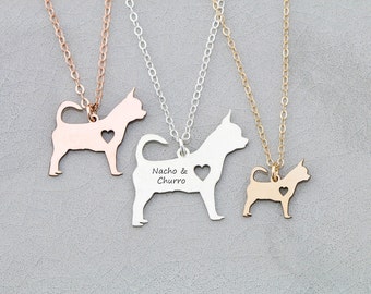 SALE • Chihuahua Necklace • Teacup Dog • Toy Dog Chihuahua • Custom Dog Charm • Pet Pendant • Personalized Pet Jewelry • Engraved Pet Name