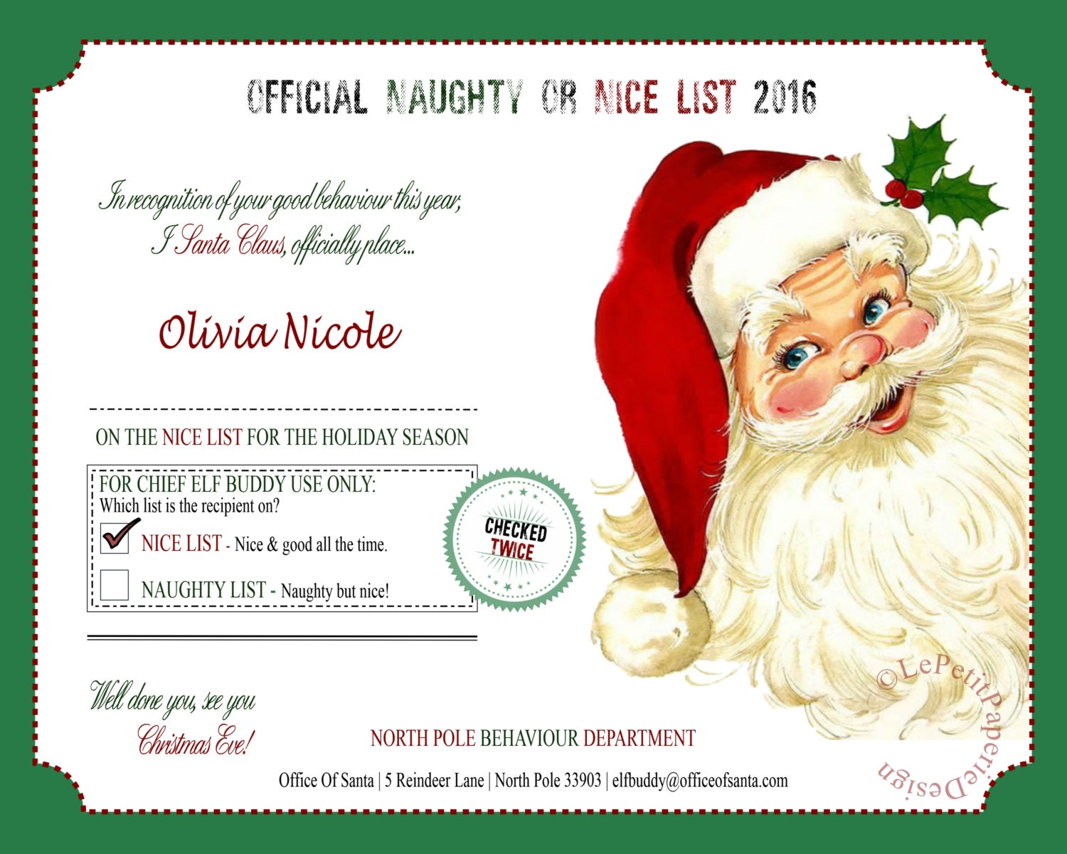 EDITABLE Santa Naughty Or Nice List by LePetitPaperieShop on Etsy
