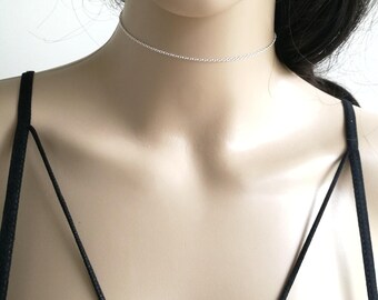 Choker Chain Necklace, Silver Choker Necklace, Delicate Choker, Dainty Choker Necklace, Delicate Choker Necklace, Delicate Silver Choker