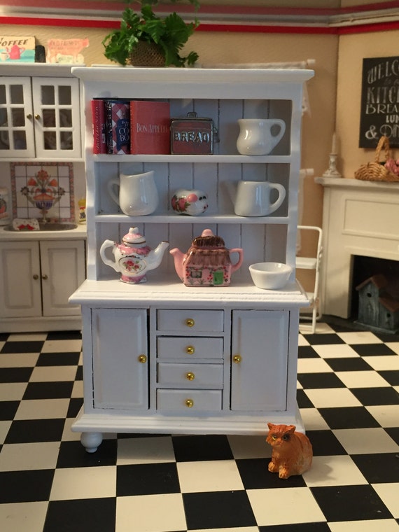 Miniature Hutch Welsh Dresser White Hutch Dollhouse