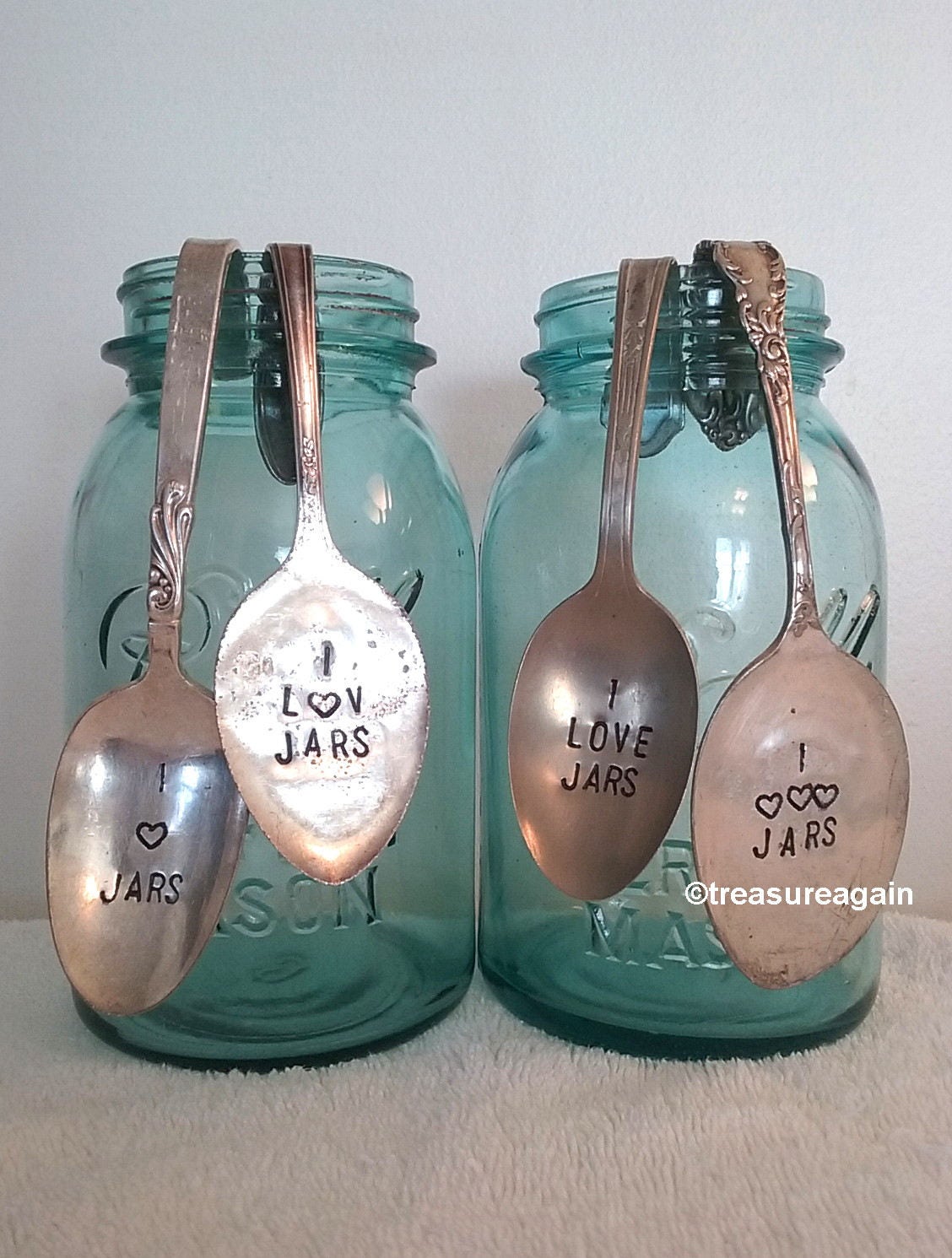 Mason Jar Spoon I Love Jars Vintage Hand Stamped Spoon Jar