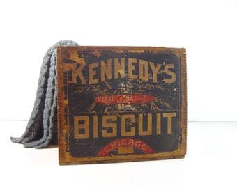 Vintage Wood Crate / Kennedy's Biscuit Wooden Advertising Crate / Rustic Decor