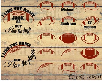 I like the game but I love the player American Football Monogram Digital Cutting Files SVG PNG dxf jpg iron on heat transfer ball decal 588C