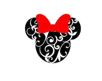 IRON ON Minnie Mouse Flourished or Minnie Mouse Sticker