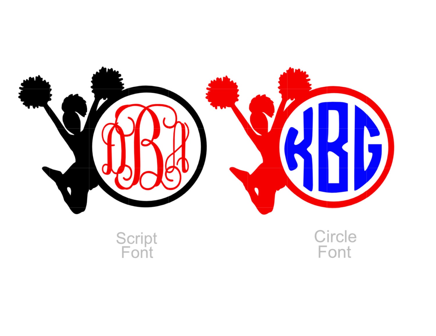 Iron On Monogram Cheerleader on Heat Transfer Vinyl