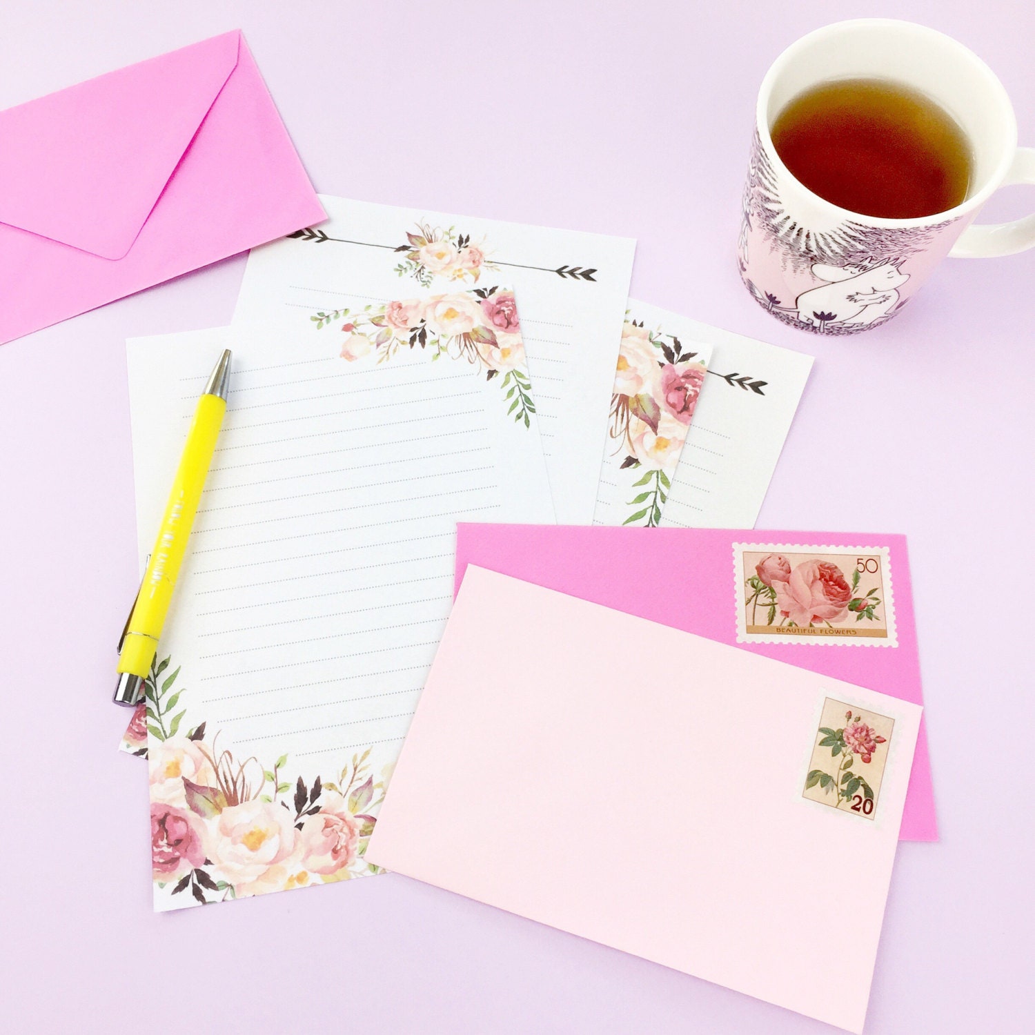 Printable Letter Paper Floral 2 stationery writing letter