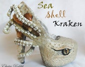 The Sea Shell Kraken Heels Custom Hand Sculpt Paint Shoe Size 3 4 5 6 7 8  High Wedge Sea Abyss Creature Monster Mythical Octopus Squid