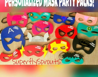 Lot of Five (5) Felt Superhero Masks - Ironman, Spiderman, Captain America, Spidergirl, Hulk, Thor, MORE
