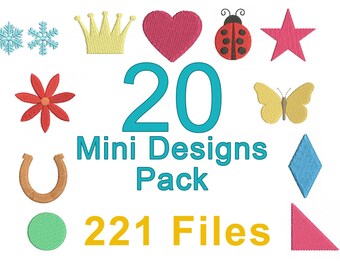 20 Mini Machine Embroidery Designs Pack