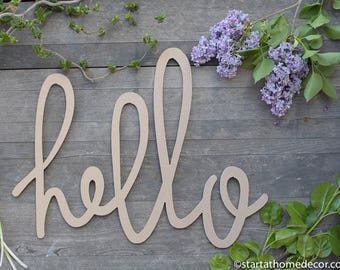 Hello Typography Word Cutout | MDF word sign | Typography | Start at Home Decor