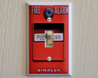 FIRE ALARM Switch Plate - Wall Plate Cover - mancave gag gift funny light