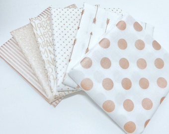 Fat Quarter Bundle Rose Gold by Riley Blake Designs- 6 Fabrics