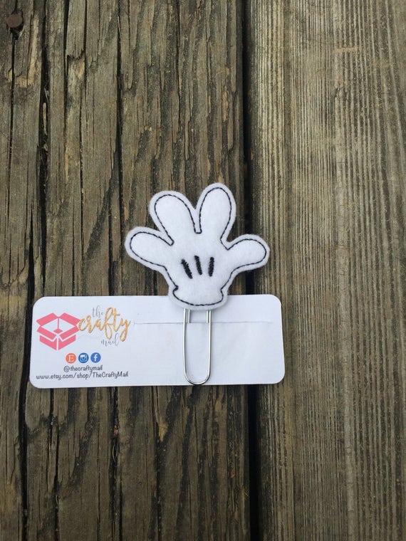 Mouse Hand Paper Clip/Planner Clip. Mouse ear planner clip. Mouse planner clip. Mouse glove planner clip