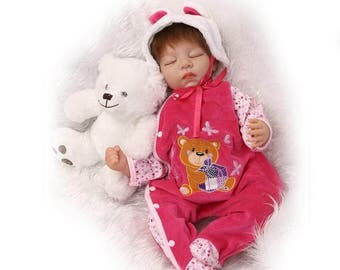 Reborn Toddler Dolls 22" Handmade Lifelike Baby Solid Silicone Vinyl Doll Soft