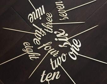 Wooden table numbers, wedding table numbers, floral table numbers