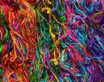 Choose any color sari silk yarn - recycled sari silk yarn - multicolored silk yarn - sari silk waste yarn - silk yarn