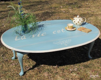 Shabby chic coffee table, drop leaf coffee table