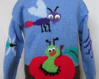 Hand knitted Bugs (insects) Sweater