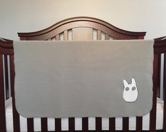 Totoro Baby Blanket , Chibi Totoro Baby Blanket , Fleece Throw Blanket , Grey Blanket