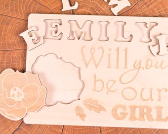 Will you be our flower girl gift puzzle, Be my flower girl, flower girl puzzle wooden gift, flower girl gifts, flower girl proposal, jigsaw