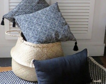 Coussin ethnique noir &gris "Léa"