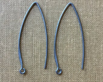 Leaf Ear Wires Marquise Ear Wires Dark Oxidized Sterling Silver Earring Finding One Pair (2 Pieces)