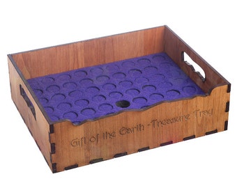 Essential Oil storage tray -holds 63 bottles-Made in USA,Deluxe Wood, holds 5ml 10ml 15ml and similar diameter roller bottles.