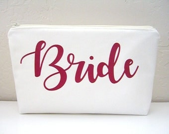 Bride Makeup Bag - Wedding Makeup Pouch - Bridal Gift - Bride Cosmetic Bag - Personalized Bride Bag - Bride Toiletry Bag - Bride To Be Gift