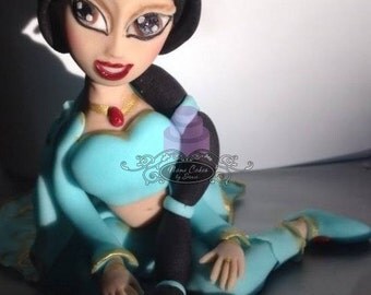 Princess Cake Topper / Styrofoam Cake / Magic Carpet / Arabian Nights / Fake Cake / Girl Birthday / Fairytale Cake / Teal and Gold