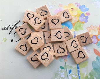 Heart Scrabble Tiles, Wood, Finished, Smooth Edges- Premium Quality! All Letters In Stock